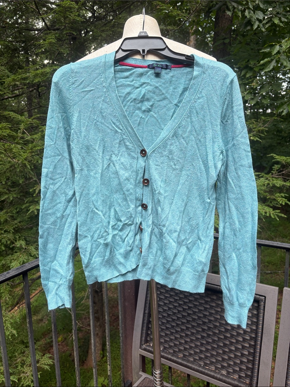 Boden Light Blue V-Neck Button Front Cardigan Sweater sz 12
